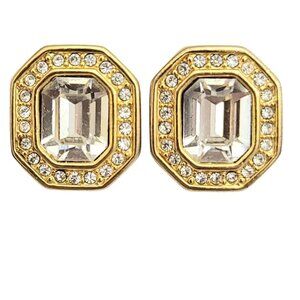 SAL Swarovski Square Crystal Clip-On Earrings, Signed M258